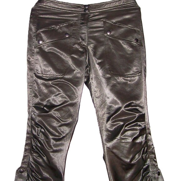 Bebe Khaki Green Shiny Capri Pants 4 - Picture 8 of 8